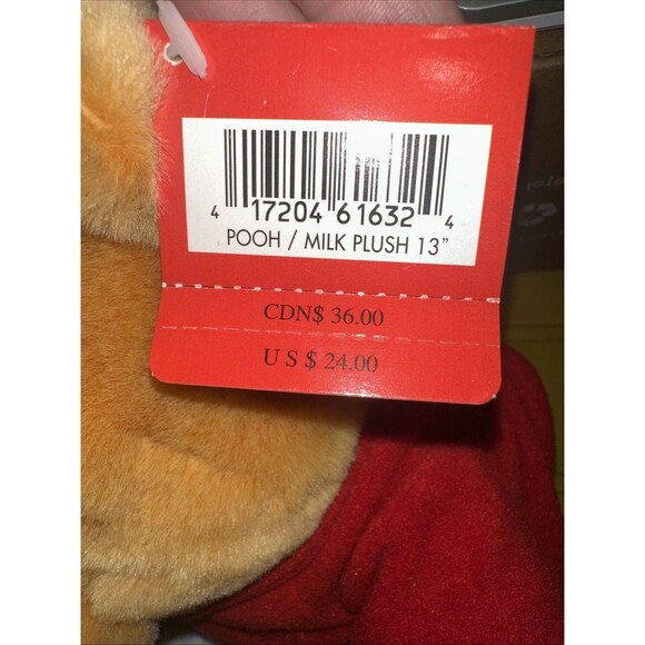 Disney Store Winnie The Pooh Christmas With Milk & Stocking Stuffed Bear 2000 - Picture 4 of 10